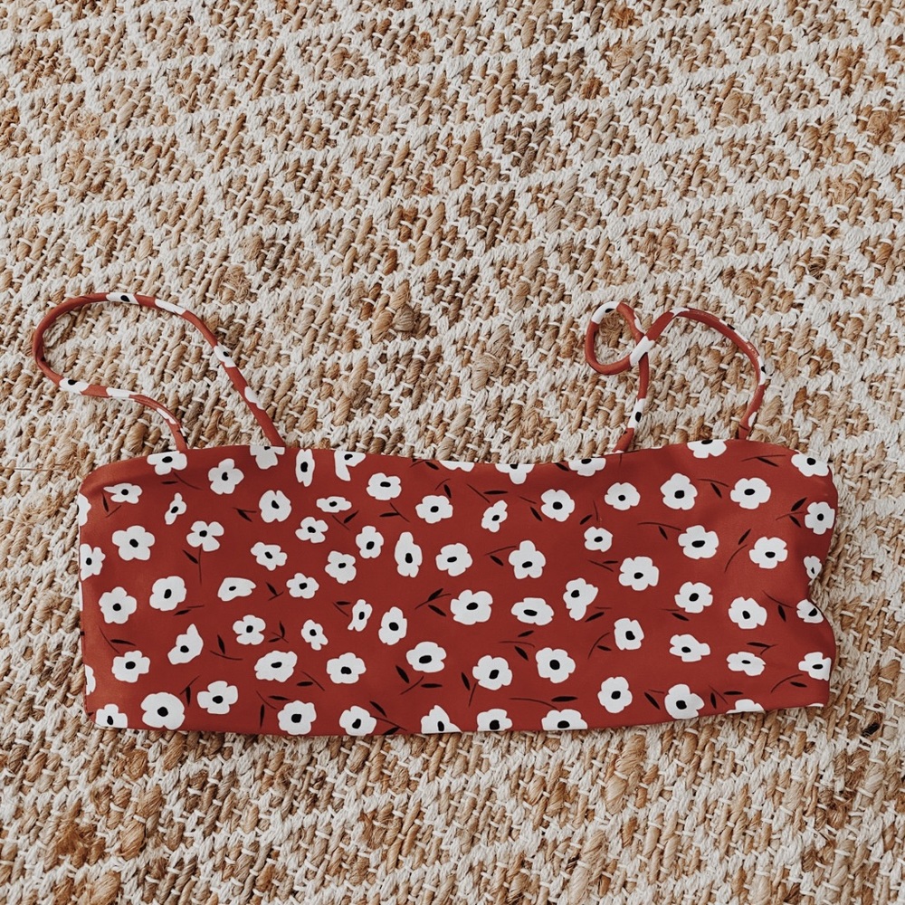 STN FX SWM bandeau bikini top retro floral NWOT